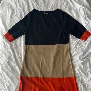 Banana Republic Black, Tan, and Red Colorblock Dress